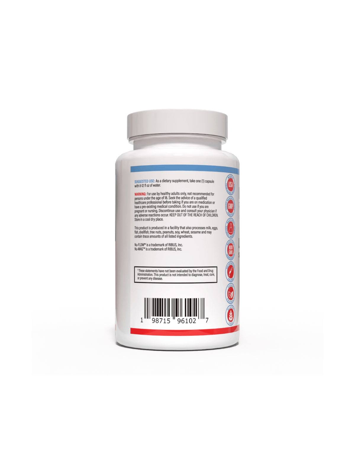 LONGEVINATOR longevity and anti-aging supplement bottle, left side, from The Riker Regimen.