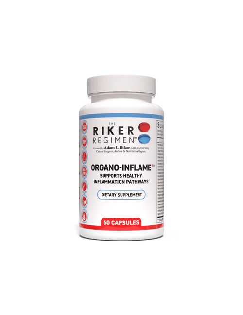 ORGANO-INFLAME natural supplement bottle by The Riker Regimen for healthy inflammatory response support.