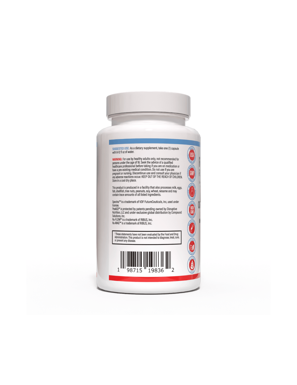 ORGANO-INFLAME natural supplement bottle, left side, by The Riker Regimen for healthy inflammatory response support.