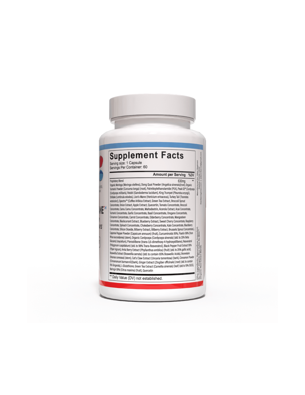 ORGANO-INFLAME natural supplement bottle, right side, by The Riker Regimen for healthy inflammatory response support.