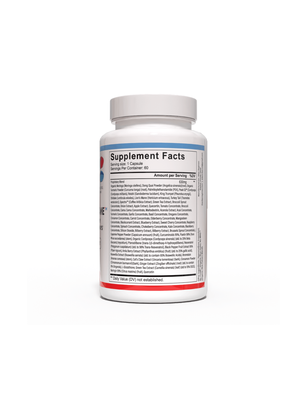 ORGANO-INFLAME natural supplement bottle, right side, by The Riker Regimen for healthy inflammatory response support.