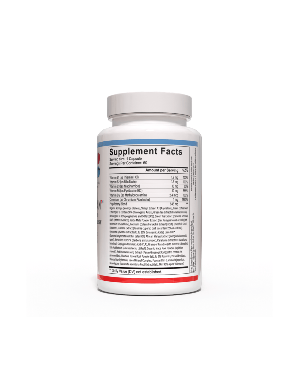 ORGANO-LEAN metabolic support supplement bottle, right side, from The Riker Regimen for healthy weight management.