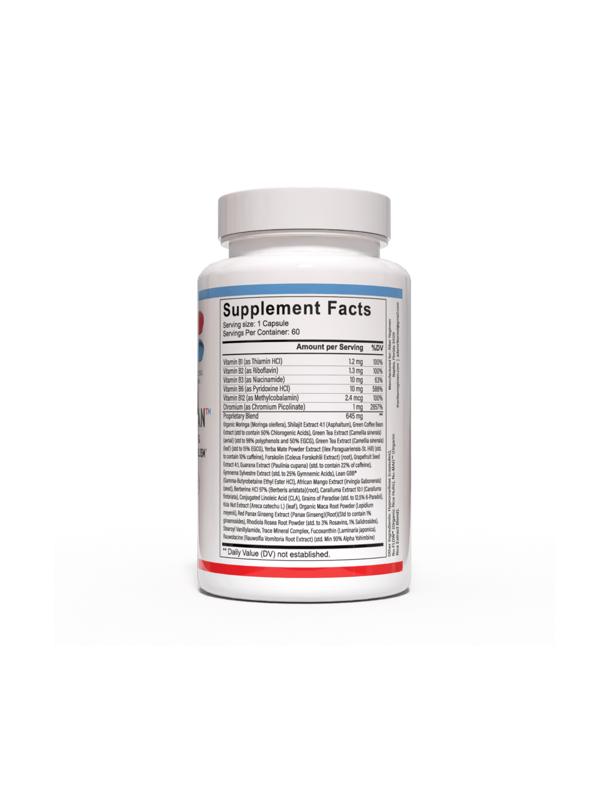 ORGANO-LEAN metabolic support supplement bottle, right side, from The Riker Regimen for healthy weight management.